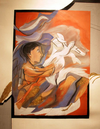 لوحة "رسالة طاقة" للفنانة جيهان الصبان